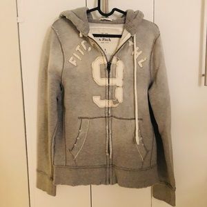 A&F，Grey，old-work，Full-zip hoodie